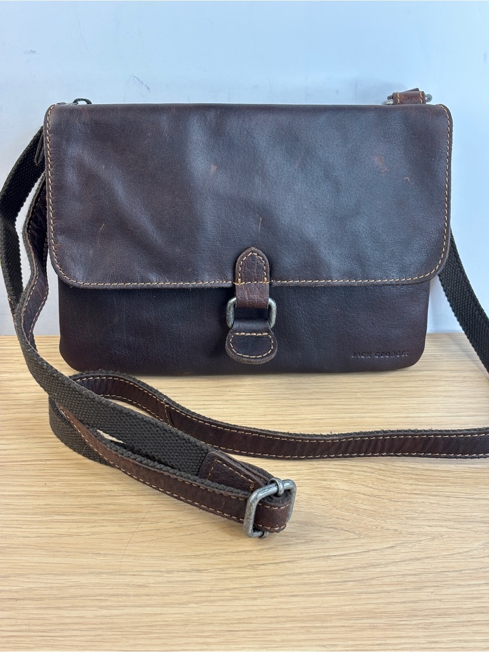 Jack Georges Voyager‎ Brown Leather Wallet on a String Crossbody Bag